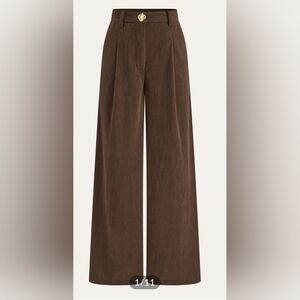 COMMENSE Corduroy Wide-Leg Pleated Pants LARGE